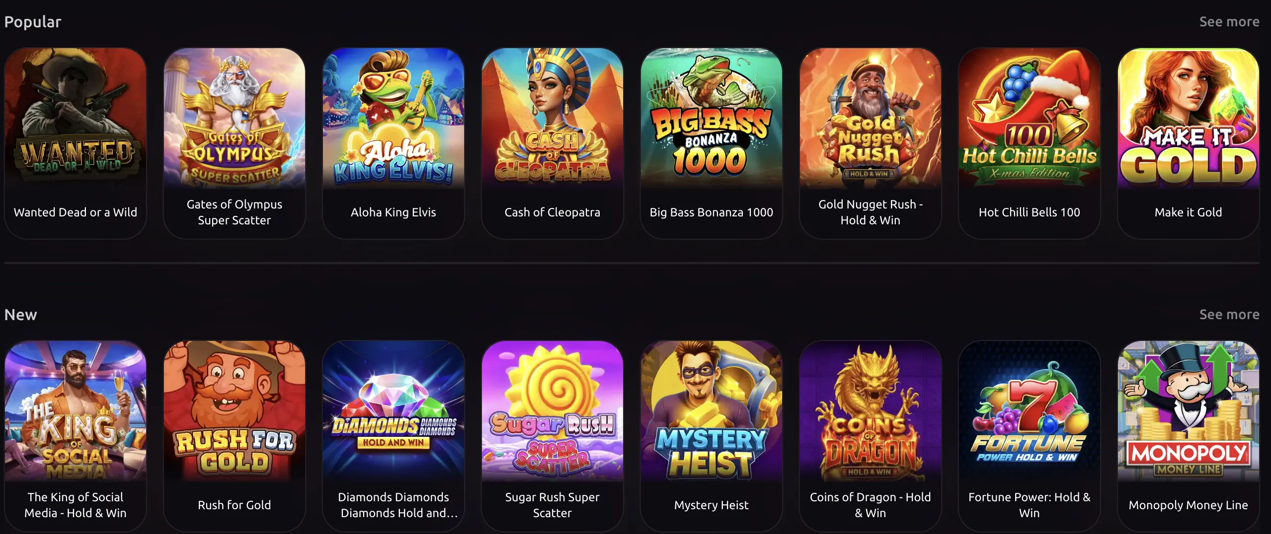 Crusino Casino Games Selection